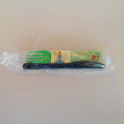 Vintage 2005 McDonald's Fruit & Nut Salad Green Knife Black Fork Sealed Package Coupon