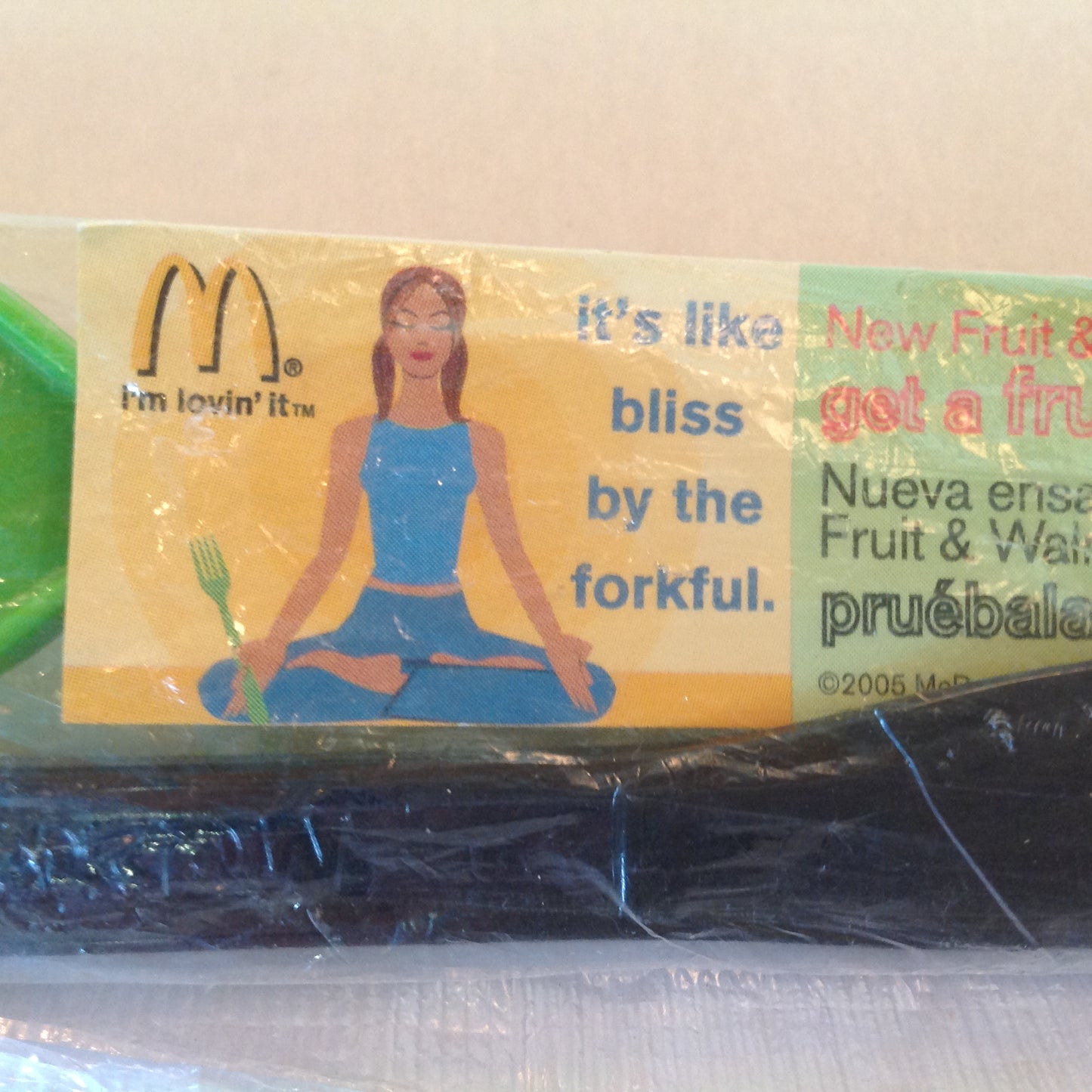 Vintage 2005 McDonald's Fruit & Nut Salad Green Knife Black Fork Sealed Package Coupon