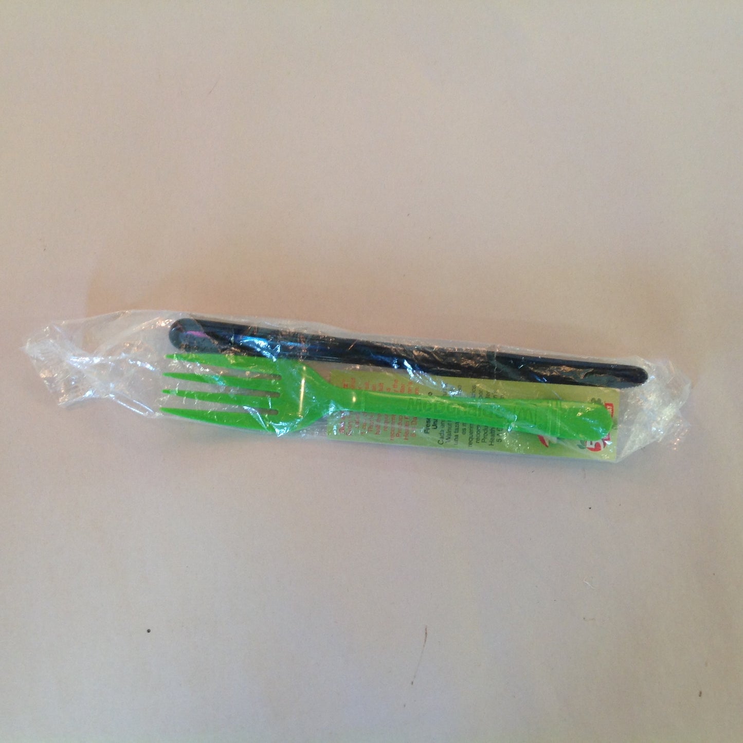Vintage 2005 McDonald's Fruit & Nut Salad Green Knife Black Fork Sealed Package Coupon