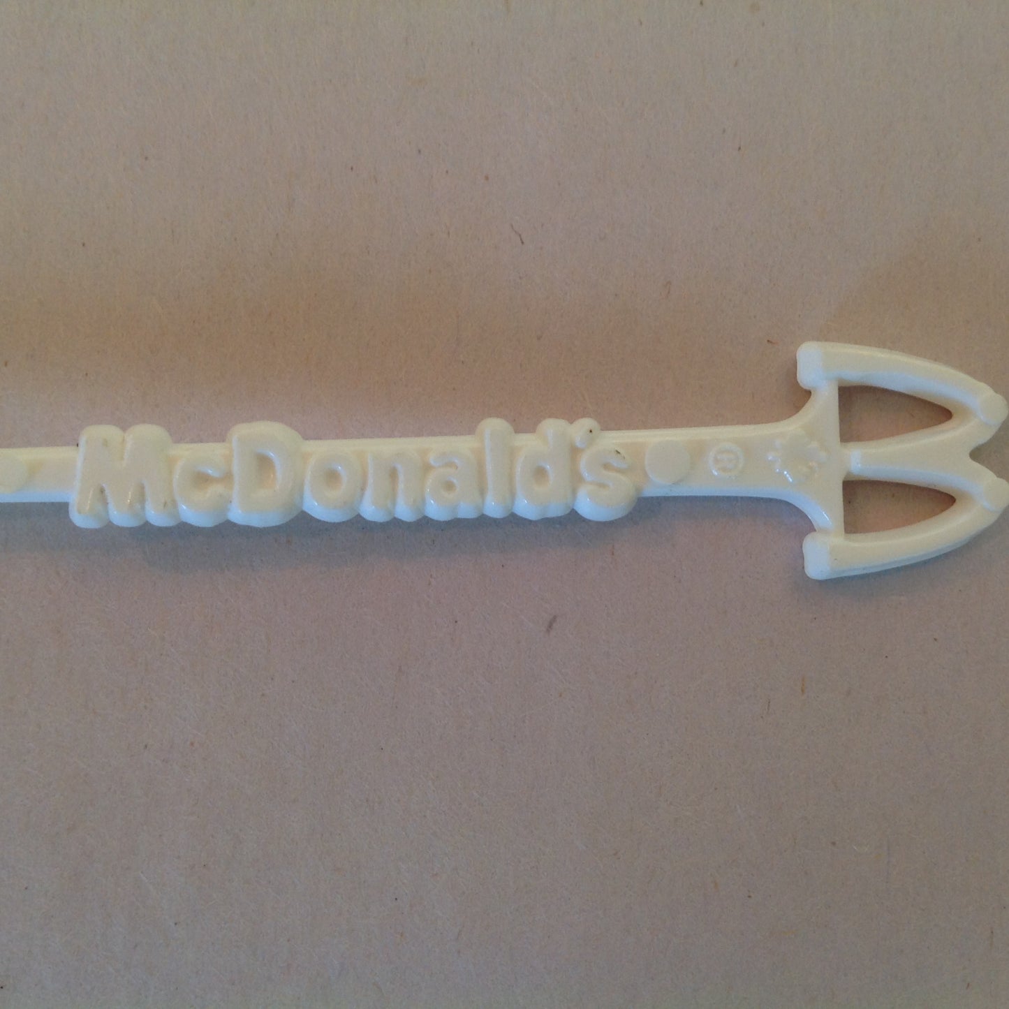 Vintage 1980's McDonald's White Plastic Sugar Spoon McSpoon Banned Creamer Coffee Stir Stick Logo Arch