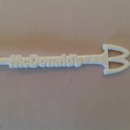 Vintage 1980's McDonald's White Plastic Sugar Spoon McSpoon Banned Creamer Coffee Stir Stick Logo Arch