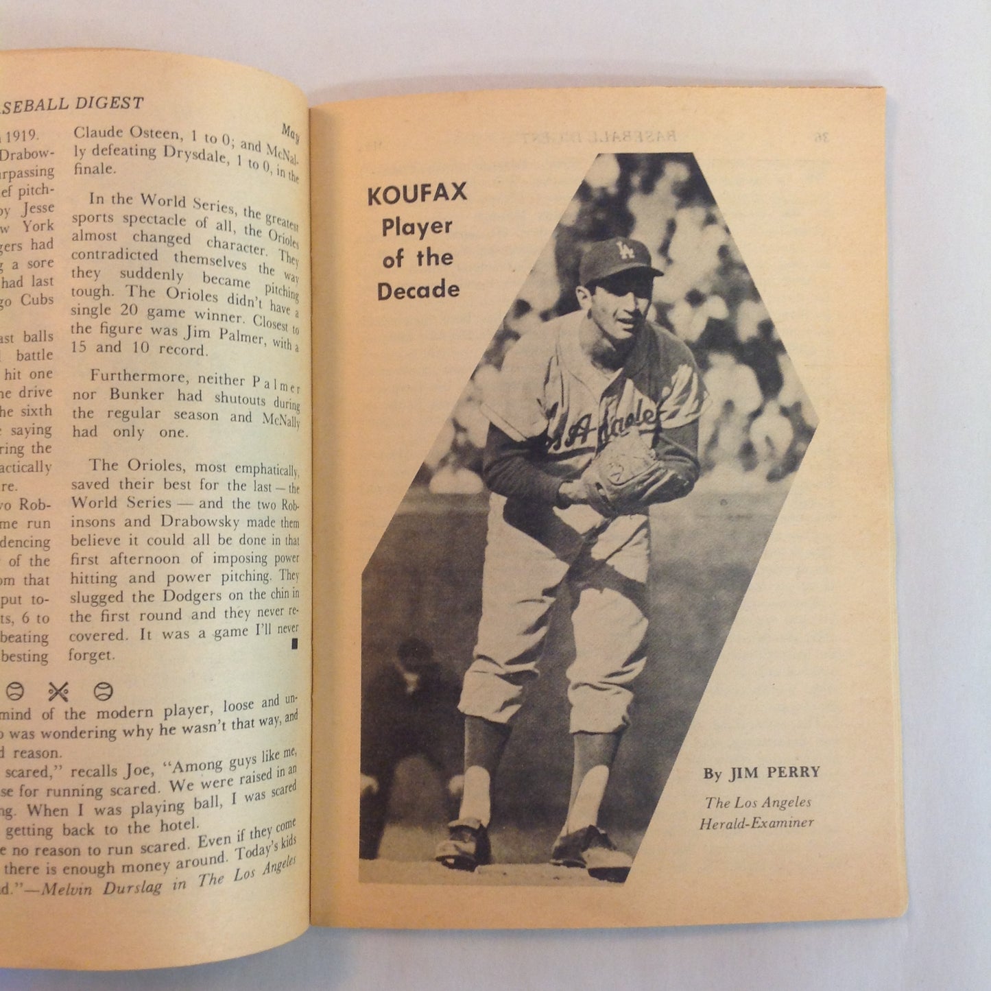 Vintage May 1970 Baseball Digest Magazine Roberto Clemente: Profile on Baseball's Most Complete Player