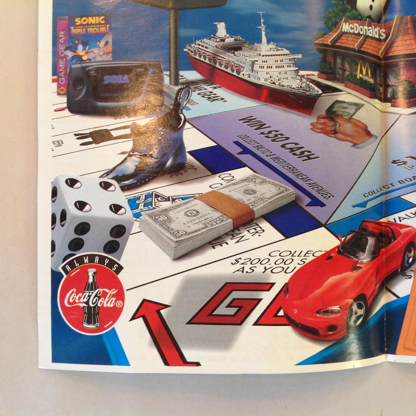 Vintage 1995 McDonald's Monopoly 60th Anniversary Game Board Rules Coupons