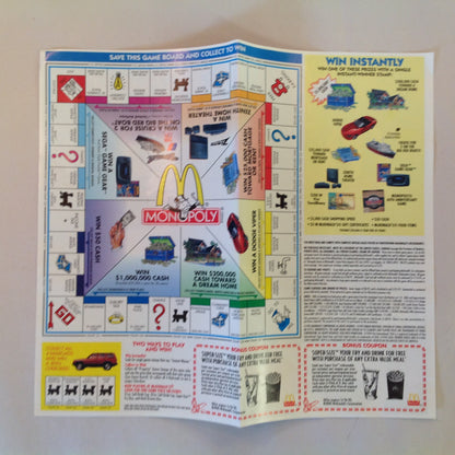 Vintage 1995 McDonald's Monopoly 60th Anniversary Game Board Rules Coupons