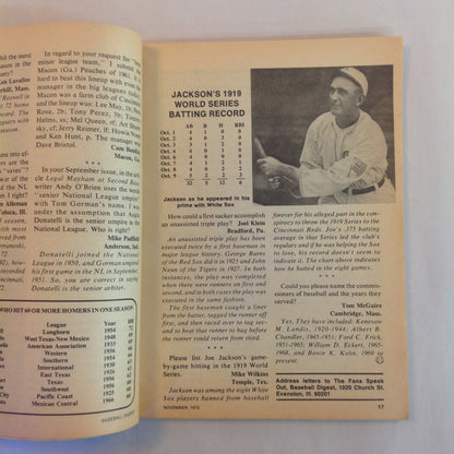 Vintage Nov 1973 Baseball Digest Magazine 1973 All-Star Rookie Team Jose Cardenal: The Cubs' Numero Uno