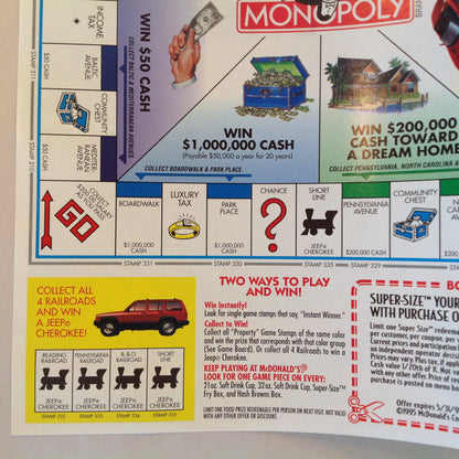 Vintage 1995 McDonald's Monopoly 60th Anniversary Game Board Rules Coupons
