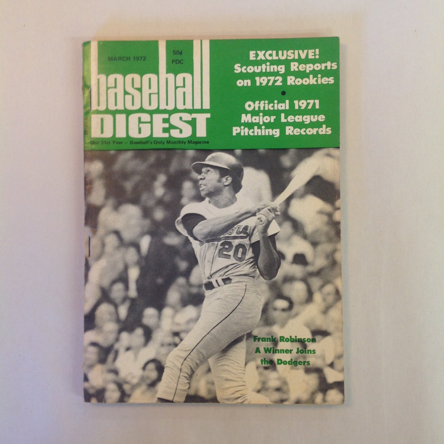 Vintage Mar 1972 Baseball Digest Magazine Frank Robinson: A Winner Joins the Dodgers