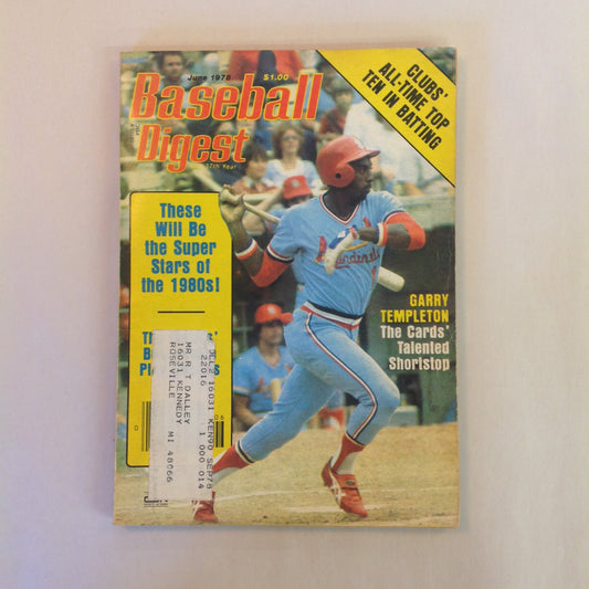 Vintage Jun 1978 Baseball Digest Magazine Garry Templeton: The Cards' Talented Shortstop