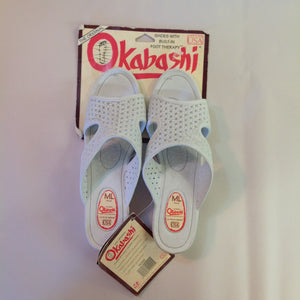 Vintage 1980's Original Okabashi Shoes ML 7 1/2-8 White Rose New with Tags