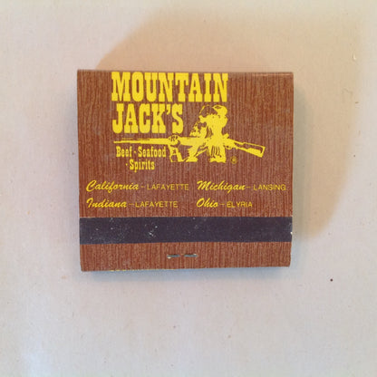 Vintage Souvenir Matchbook Mountain Jack's Steak Seafood Spirits Lafayette IN