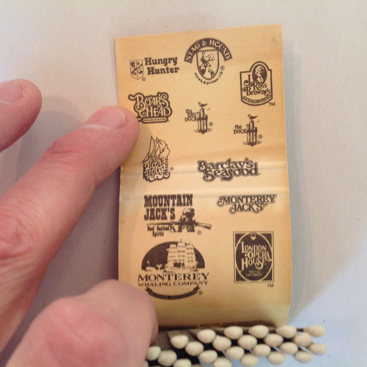 Vintage Souvenir Matchbook Mountain Jack's Steak Seafood Spirits Lafayette IN