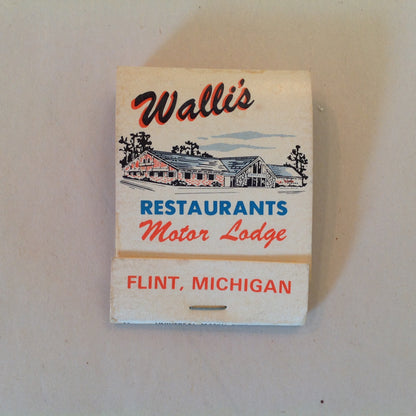 Vintage Souvenir Matchbook Walli's Restaurants Motor Lodge Flint Michigan