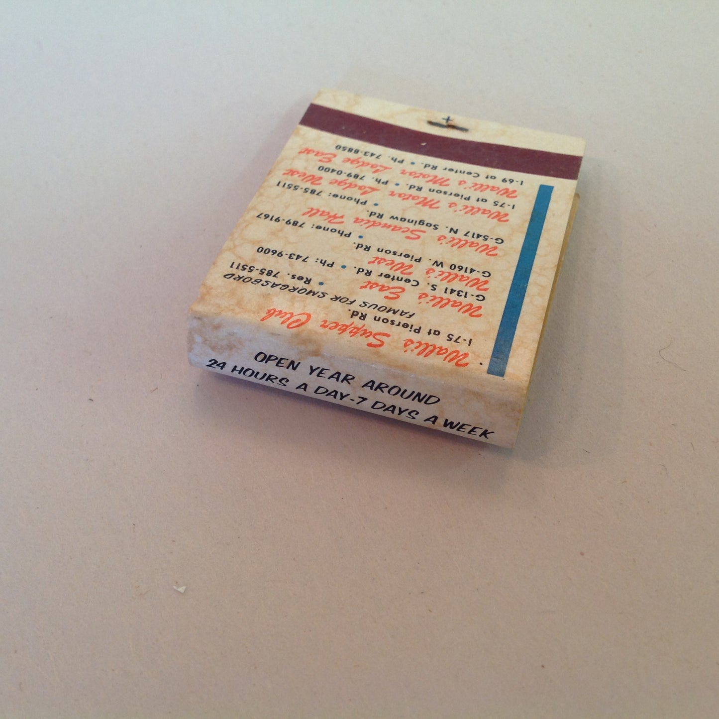 Vintage Souvenir Matchbook Walli's Restaurants Motor Lodge Flint Michigan