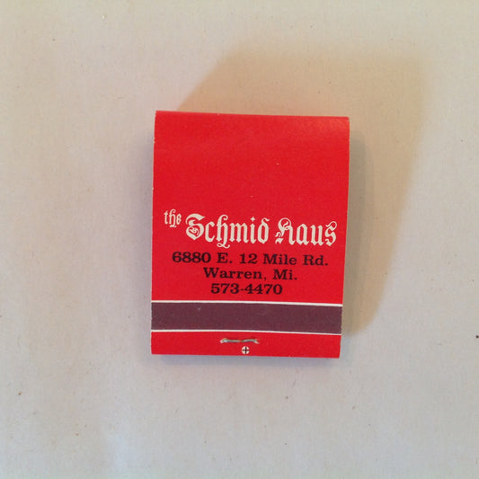 Vintage Souvenir Matchbook The Schmid Haus Warren MI Herb's Other Fine Restaurants