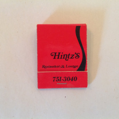 Vintage Matchbook Cover Hintz's Restaurant and Lounge Warren Michigan 1st Nat'l