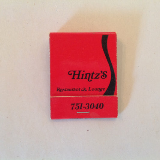 Vintage Matchbook Cover Hintz's Restaurant and Lounge Warren Michigan 1st Nat'l