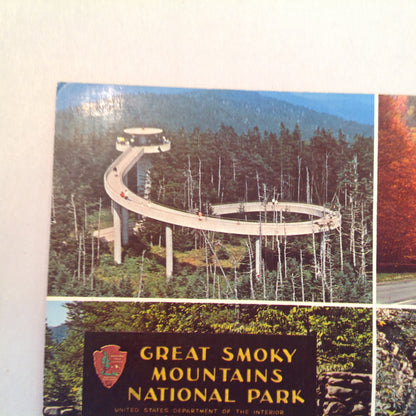 Vintage Souvenir Oversize Postcard Great Smoky Mountains National Park Montage Sites
