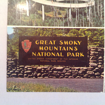 Vintage Souvenir Oversize Postcard Great Smoky Mountains National Park Montage Sites