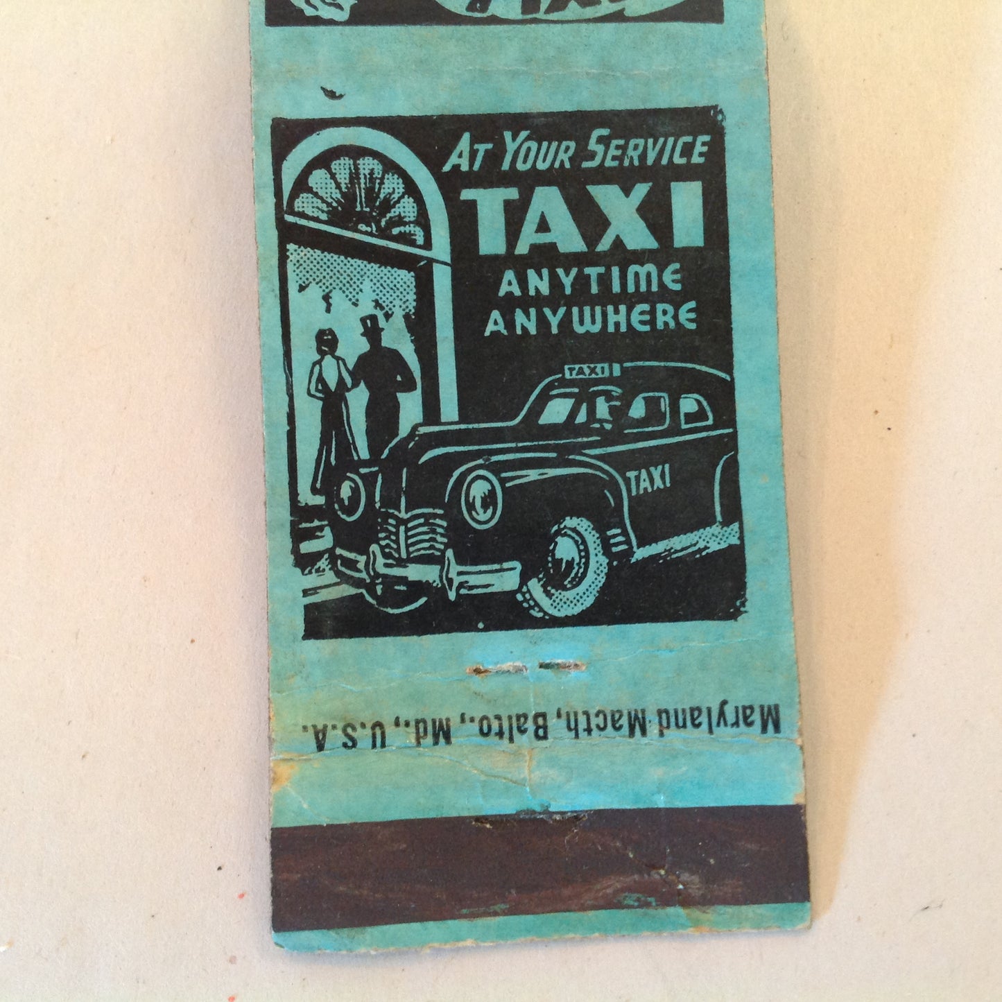Vintage Matchbook Cover City Taxi Charlottesville VA Long Distance Sightseeing