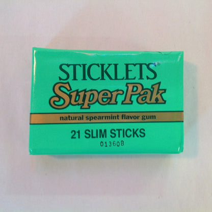 Vintage 1990's NOS Sticklets Super-Pak 21 Slim Stick Package Chewing Gum