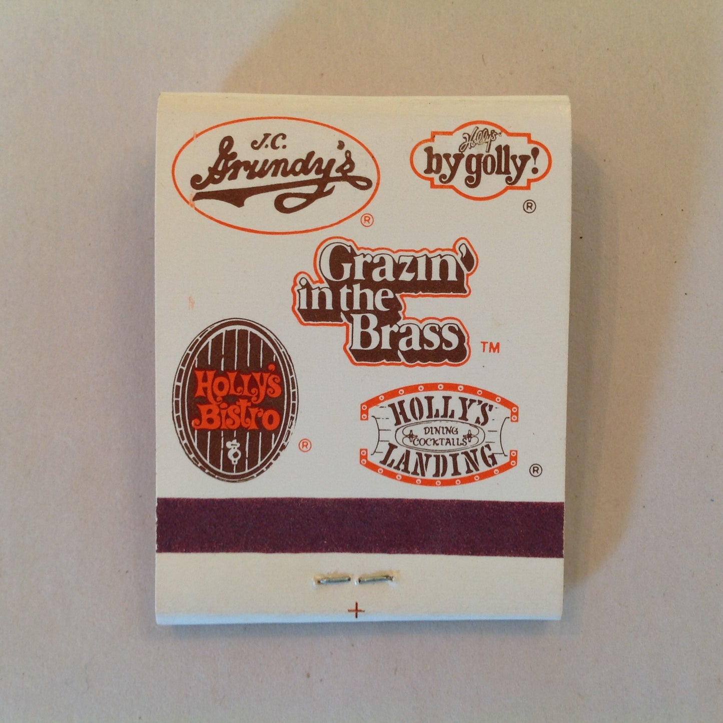 Vintage Souvenir Matchbook Holly's Inc Finest Restaurants Michigan Indiana Logos