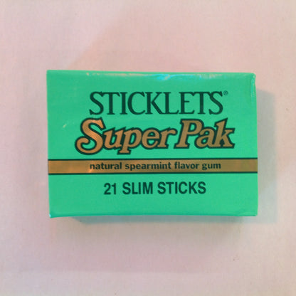 Vintage 1990's NOS Sticklets Super-Pak 21 Slim Stick Package Chewing Gum