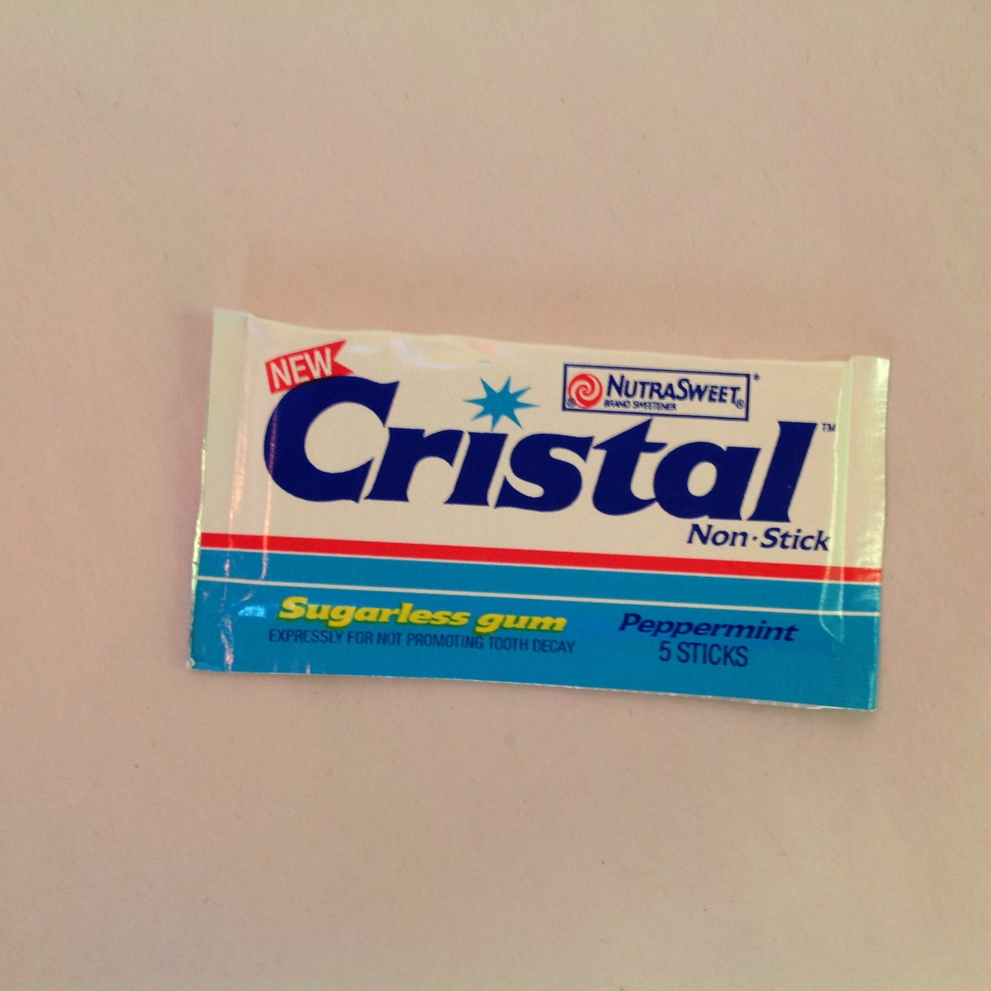 Vintage 1990 NOS Cristal Sugarless Gum Individual Packet