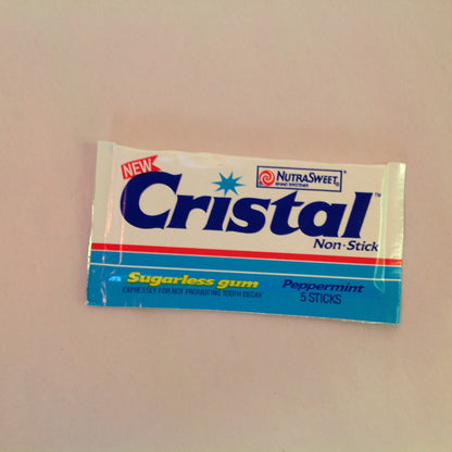 Vintage 1990 NOS Cristal Sugarless Gum Individual Packet