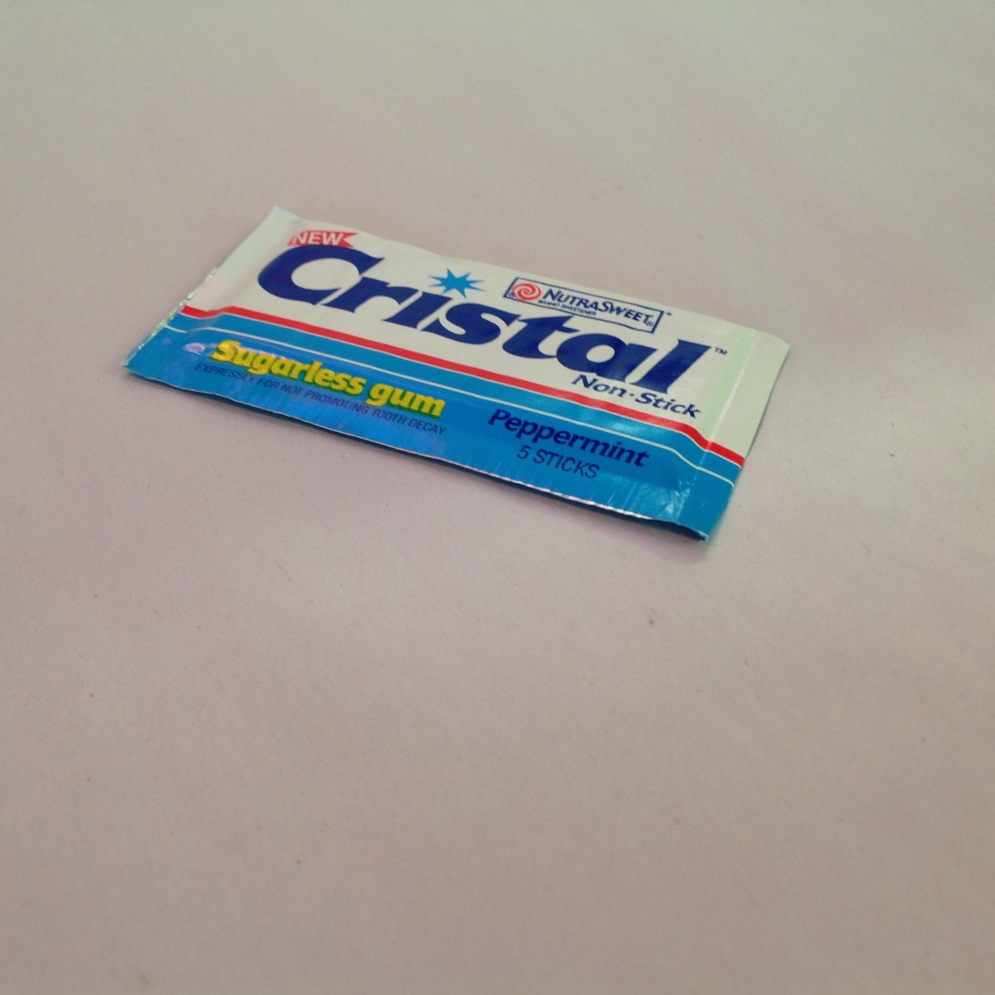 Vintage 1990 NOS Cristal Sugarless Gum Individual Packet