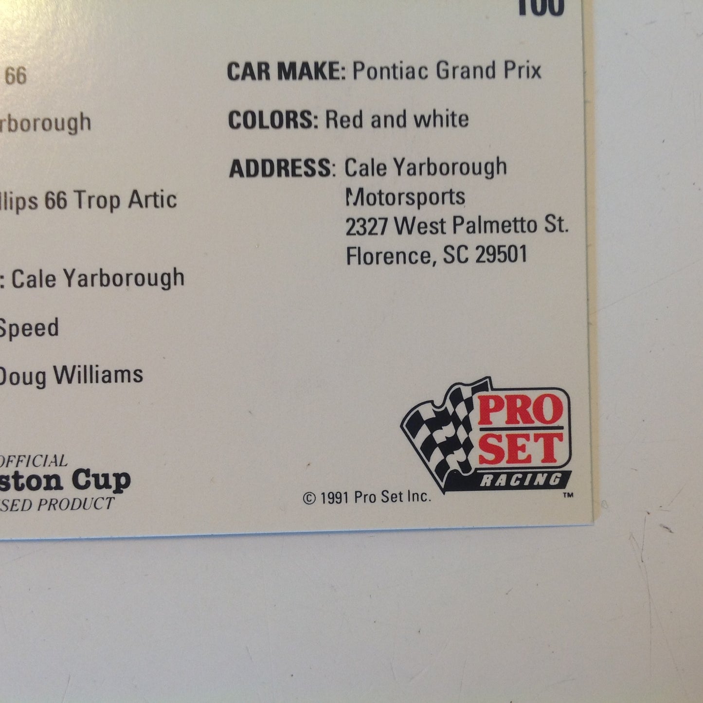 Vtg 1991 Pro Set Racing Signed Card Lake Speed TropArctic Car NASCAR Autographed