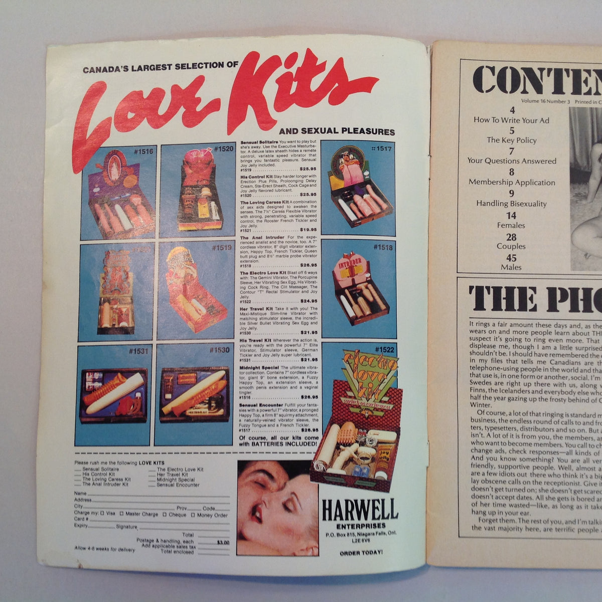 Vintage 1980's The Canadian Key Magazine Newsletter Adult Contact Club Vol 16 No 3