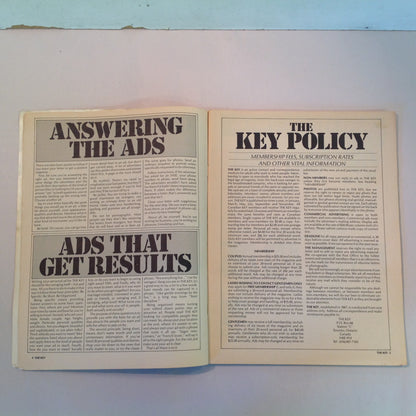 Vintage 1980's The Canadian Key Magazine Newsletter Adult Contact Club Vol 16 No 3