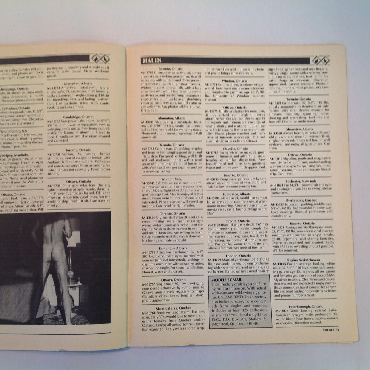 Vintage 1980's The Canadian Key Magazine Newsletter Adult Contact Club Vol 16 No 3