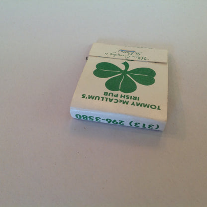 Vintage Souvenir Matchbook Tommy McCallum's Irish Pub Roseville Michigan St Patty's