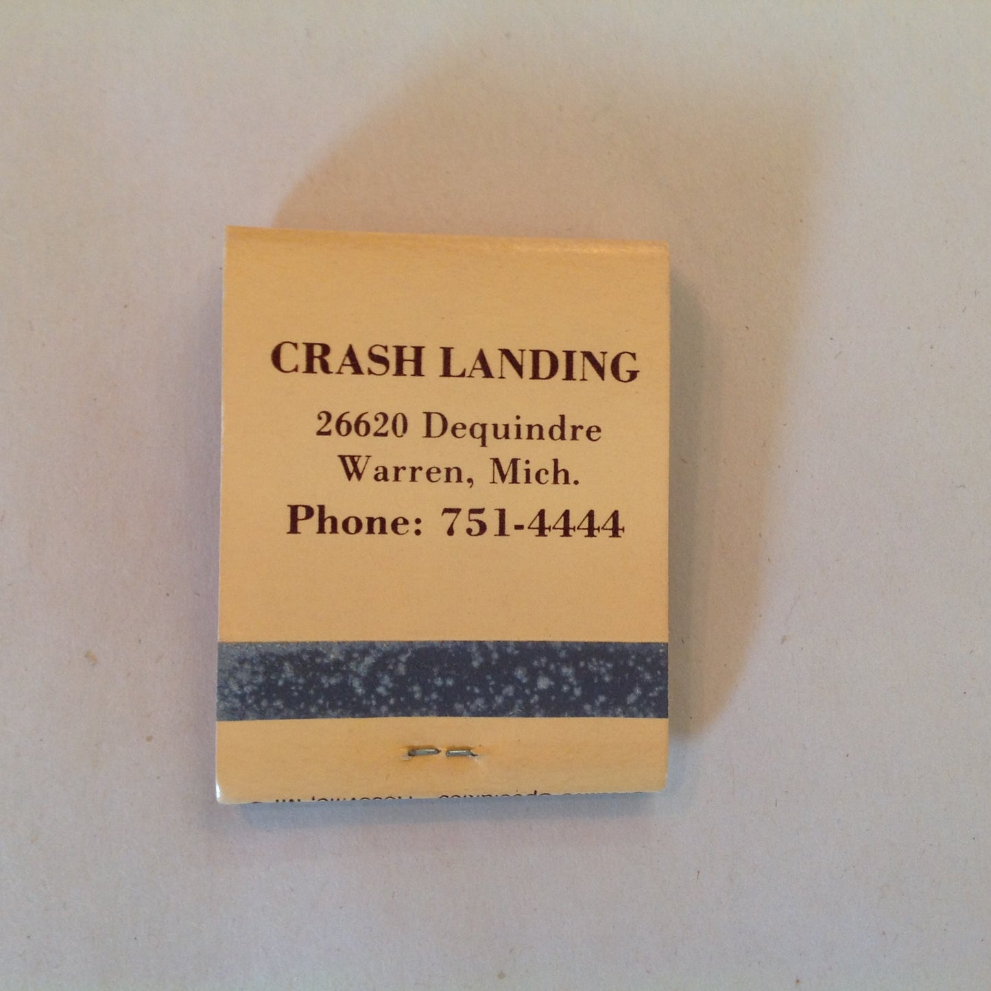 Vintage Souvenir Matchbook Crash Landing's Adventures of Daring Darby Warren MI