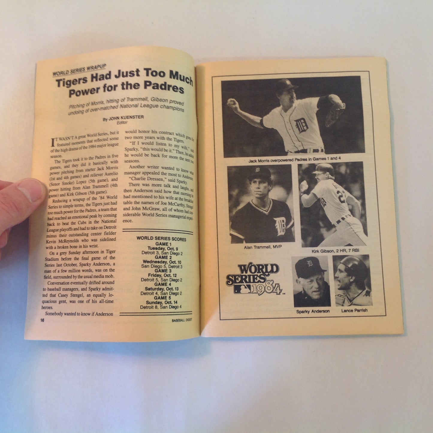 Vintage Jan 1985 Baseball Digest Magazine Series Recap: Tigers Proved Their Power Alan Trammell World Series MVP