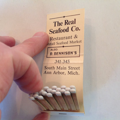 Vintage Souvenir Matchbook The Real Seafood Co D Dennison's Ann Arbor Michigan