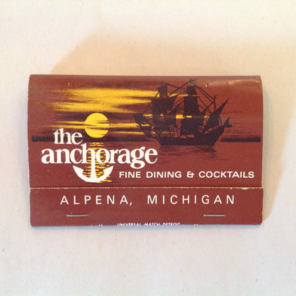 Vintage Souvenir Matchbook The Anchorage Fine Dining Cocktails Holidome Alpena MI