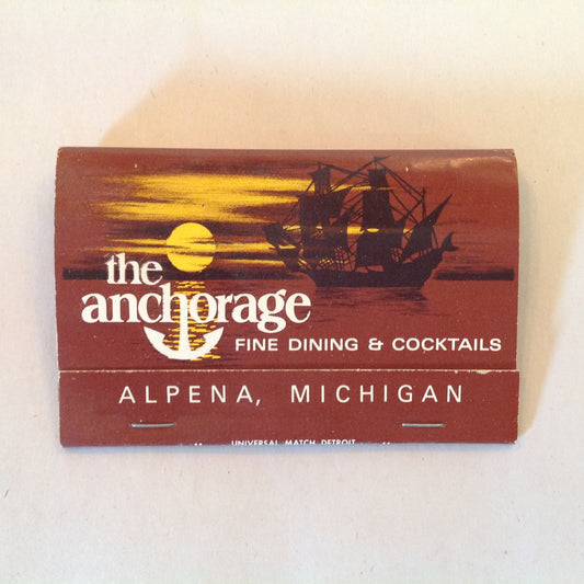Vintage Souvenir Matchbook The Anchorage Fine Dining Cocktails Holidome Alpena MI