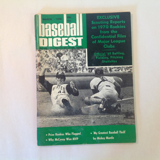 Vintage Mar 1970 Baseball Digest Magazine Exclusive: Scouting Reports on 1970 Rookies from the Confidential Files of Major League Clubs