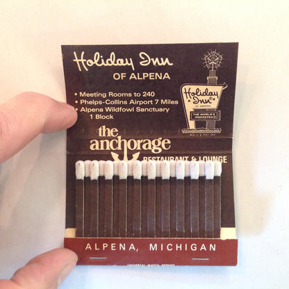 Vintage Souvenir Matchbook The Anchorage Fine Dining Cocktails Holidome Alpena MI