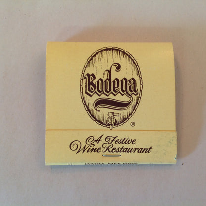 Vintage Souvenir Matchbook Bodega A Festive Wine Restaurant Center Line Redford MI
