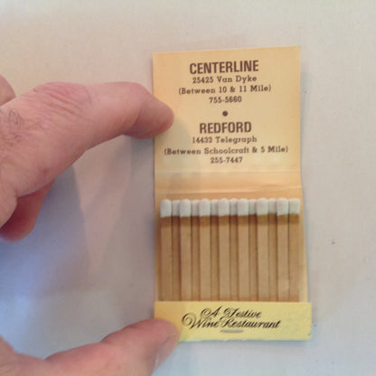 Vintage Souvenir Matchbook Bodega A Festive Wine Restaurant Center Line Redford MI