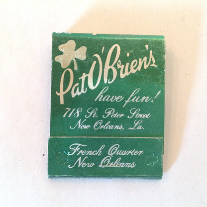 Vintage Souvenir Matchbook Pat O'Brien's Famous Hurricane French Quarter New Orleans