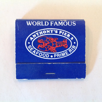 Vintage Souvenir Matchbook World Famous Anthony's Pier 2 Seafood Prime Rib CA