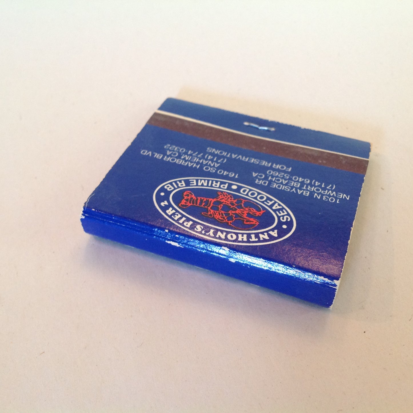 Vintage Souvenir Matchbook World Famous Anthony's Pier 2 Seafood Prime Rib CA