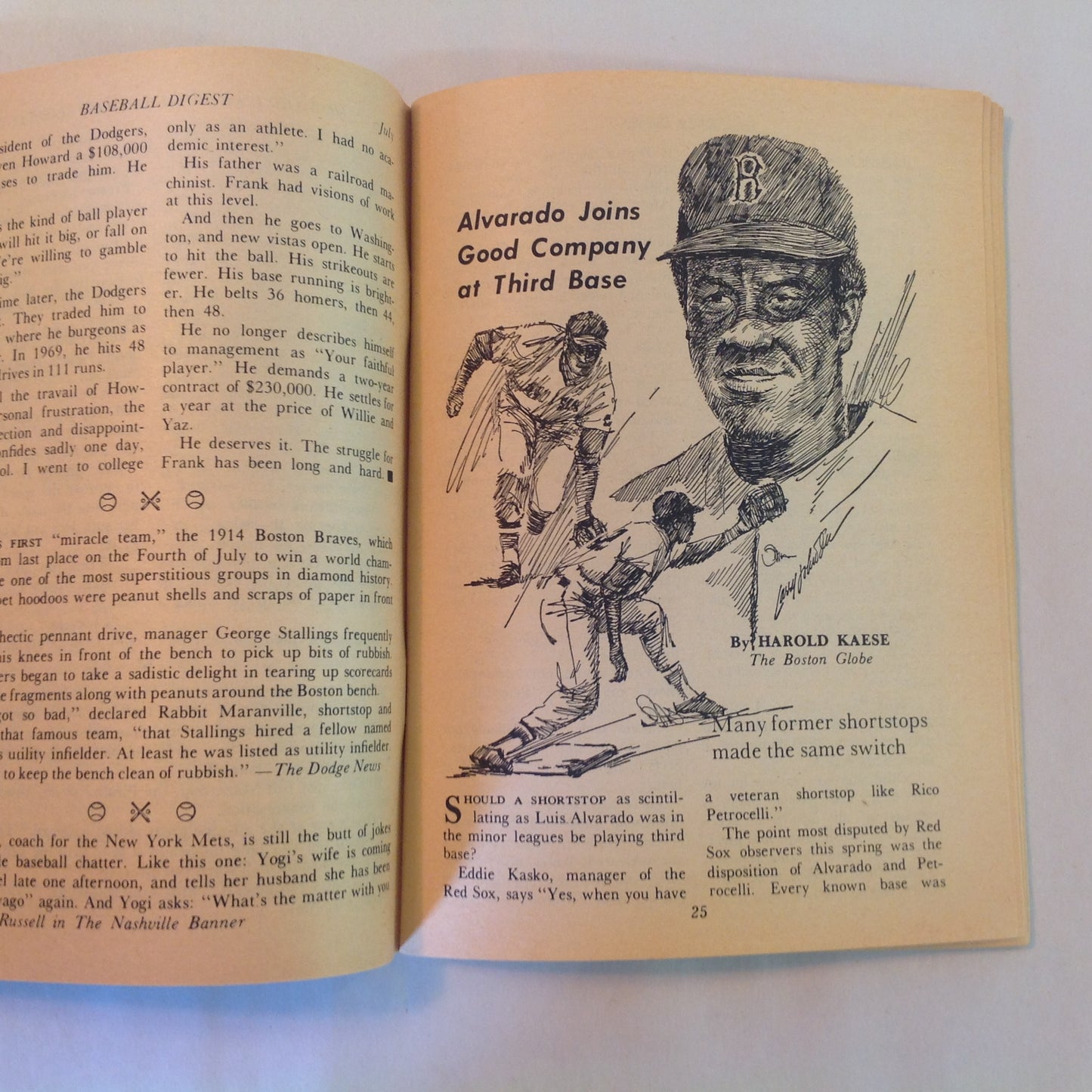 Vintage Jul 1970 Baseball Digest Magazine Statistics on All-Time Batting Champions Ken Holtzman