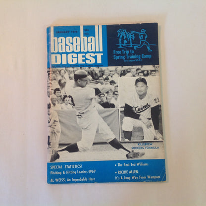 Vintage Jan 1970 Baseball Digest Magazine Minnesota Twins: Killebrew Success Formula