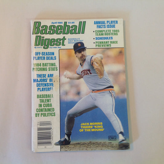 Vintage Apr 1985 Baseball Digest Magazine Jack Morris: Tigers' 'King of the Mound'