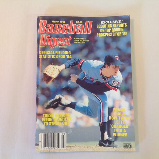 Vintage Mar 1985 Baseball Digest Magazine Frank Viola: How Twins' Lefty "Changed" Into a Winner